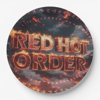 Plato De Papel Orden Caliente Rojo
