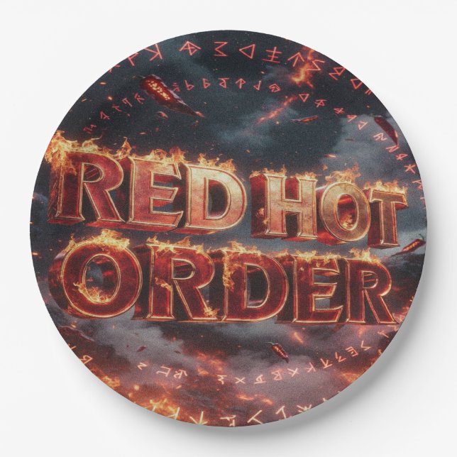 Plato De Papel Orden Caliente Rojo (Anverso)