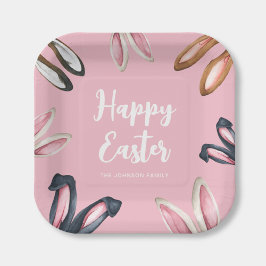 Plato De Papel Orejas de conejito lindas Feliz Pascua