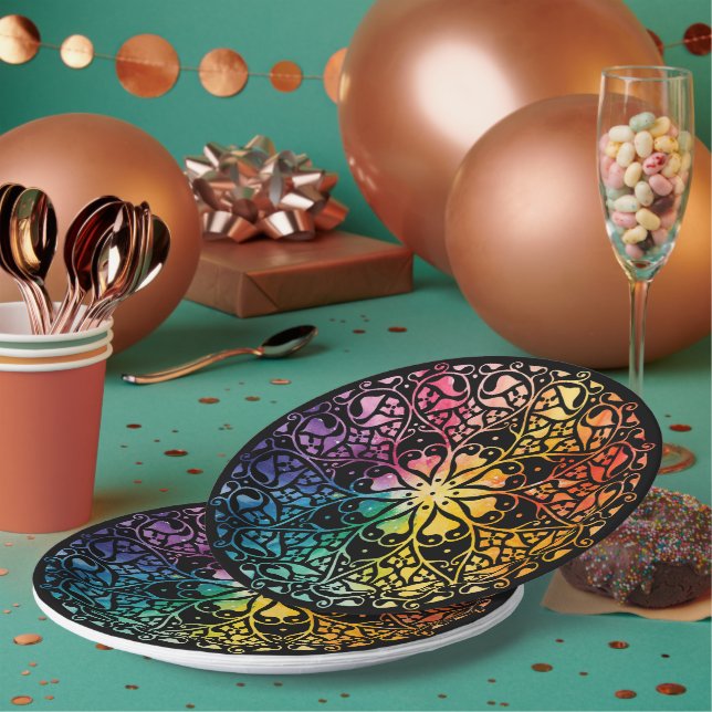 Plato De Papel Orgullo arcoiris de la ventana gótica (Multi)