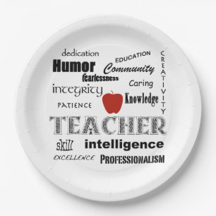Plato De Papel Orgullo del profesor+Apple rojo