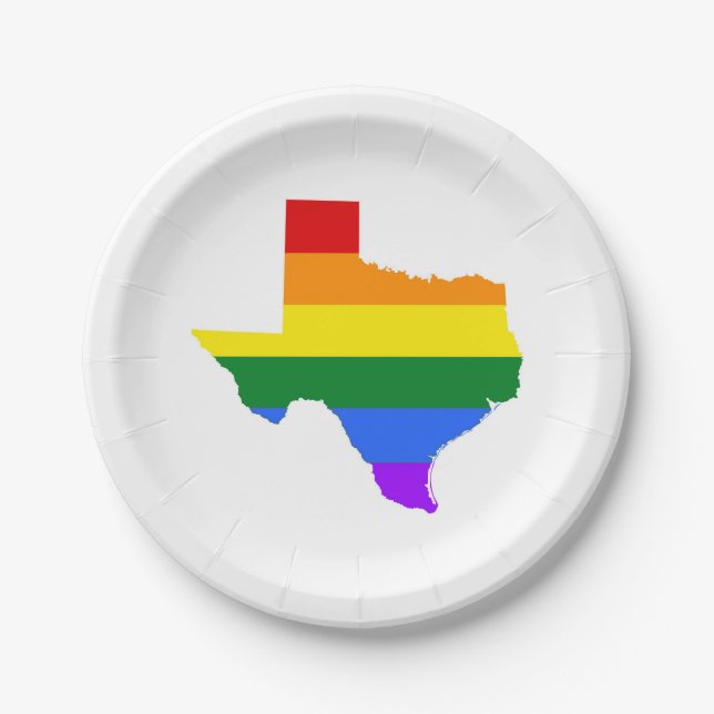 Plato De Papel Orgullo gay| Arcoiris de Texas (Anverso)