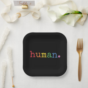 Plato De Papel Orgullo Humano LGBT Arcoíris Igualdad LGBTQ