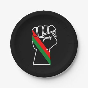 Plato De Papel orgullo negro bandera panafricana roja verde puño