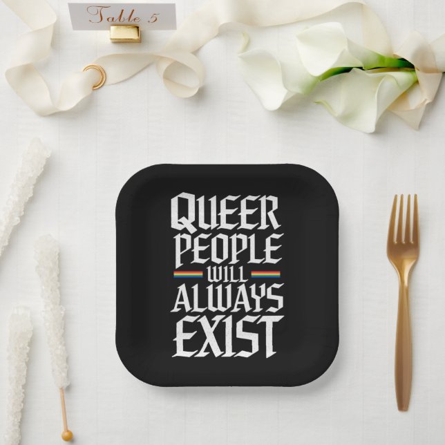 Plato De Papel Orgullo queer Queer Orgullo Gente Queer Siempre Ex (Boda)