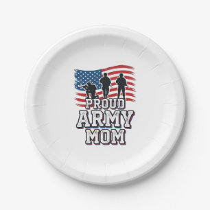 Plato De Papel Orgullosa Mamá del Ejército Camiseta Militar Patri