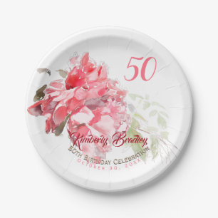 Plato De Papel Original Peony acuadoles 50th Birthday Party PP