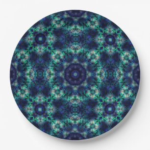 Plato De Papel Ornamento azul verde