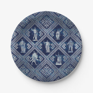 Plato De Papel Ornamento de deidades griegas y clave del meandro