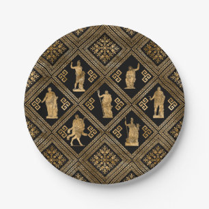 Plato De Papel Ornamento de deidades griegas y clave del meandro