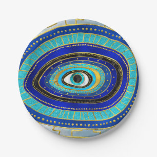 Plato De Papel Ornamento de Evil Eye Amulet