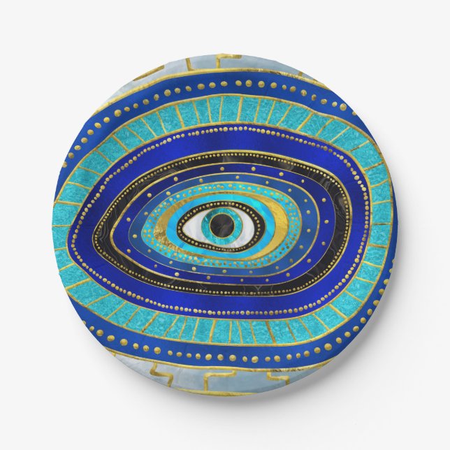 Plato De Papel Ornamento de Evil Eye Amulet (Anverso)