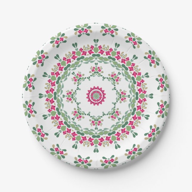 Plato De Papel Ornamento floral (Anverso)