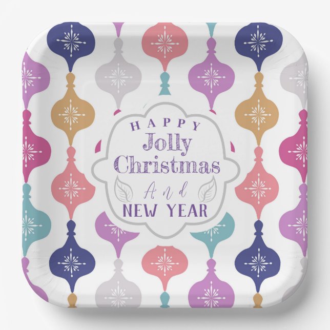 Plato De Papel Ornamento navideño moderno (Anverso)
