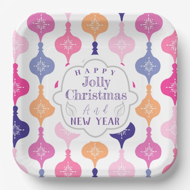 Plato De Papel Ornamento navideño moderno (Anverso)