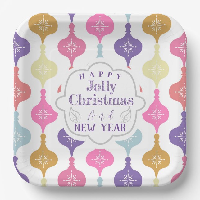 Plato De Papel Ornamento navideño moderno (Anverso)