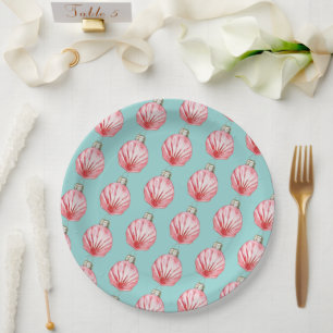 Plato De Papel Ornamento rojo de la concha marina