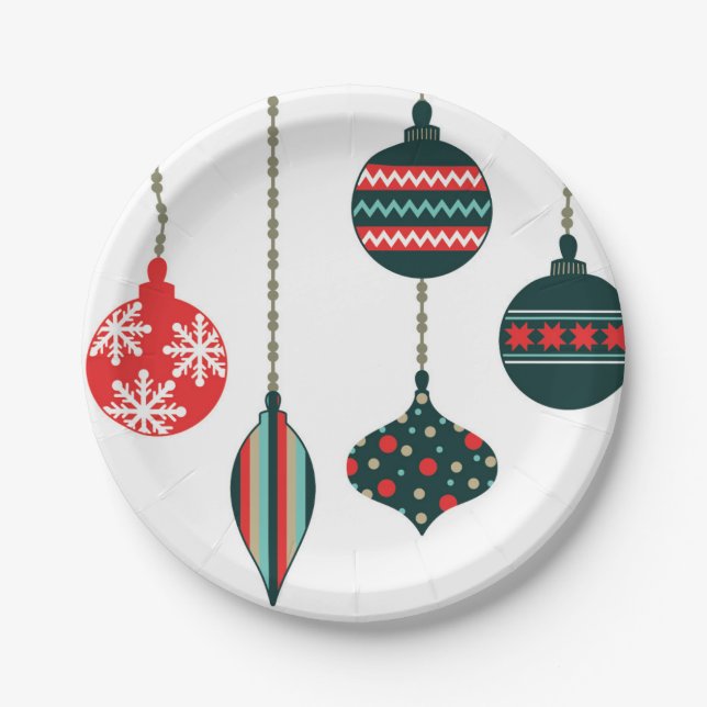Plato De Papel Ornamentos de Navidad (Anverso)