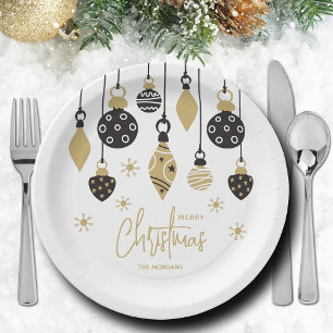 Plato De Papel Ornamentos de Navidad de moda Negro y Oro