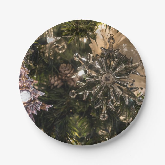 Plato De Papel Ornamentos de vacaciones (Anverso)