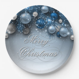 Plato De Papel Ornamentos de vacaciones para navidades - Blues