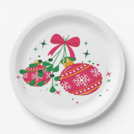 Plato De Papel Ornamentos festivos modernos, rojos y verdes