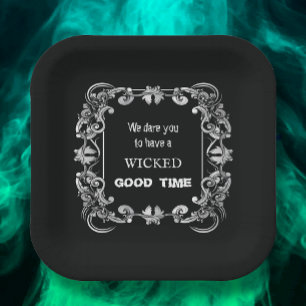 Plato De Papel Ornate Border Black Halloween