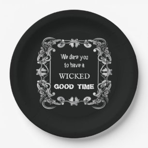 Plato De Papel Ornate Border Black Halloween