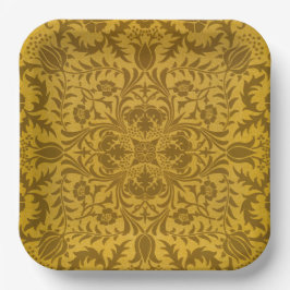 Plato De Papel Ornate gold floral pattern with symmetrical