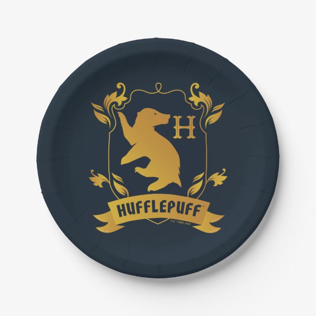 Plato De Papel Ornate HUFFLEPUFF™ House Escudo (Anverso)