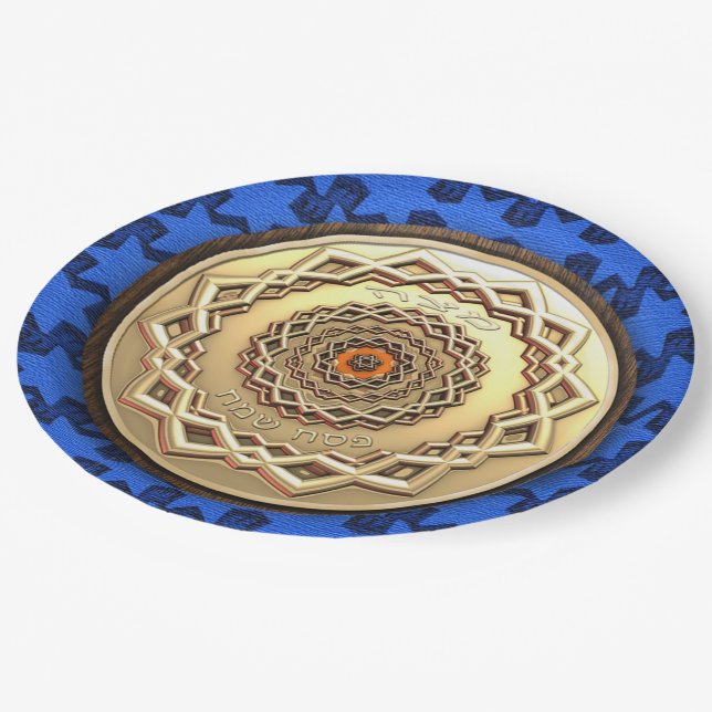 Plato De Papel Ornate Passover Matzah Plate (Angular)