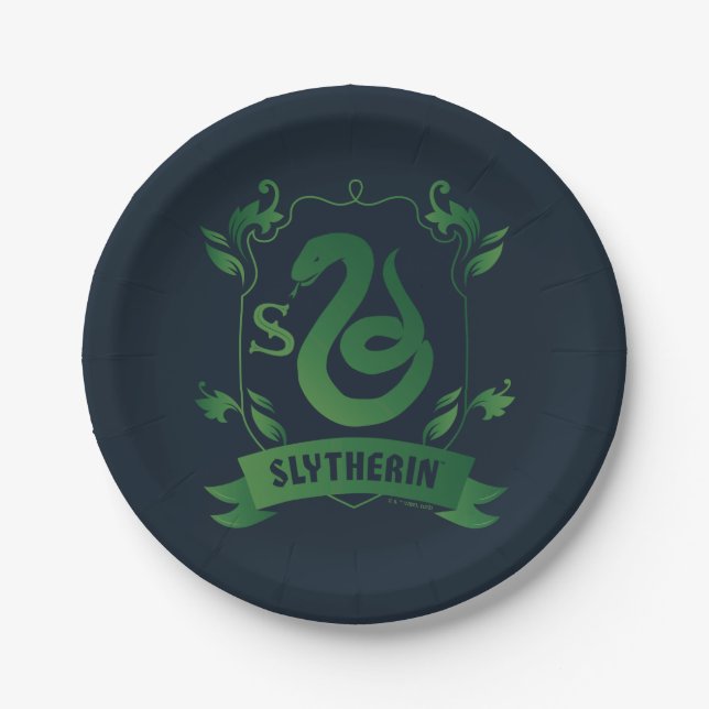 Plato De Papel Ornate SLYTHERIN™ House Escudo (Anverso)