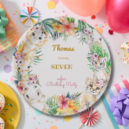 Plato De Papel Oro acuático cumpleaños de niños salvajes de safar