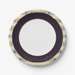 Plato De Papel Oro crema y malva