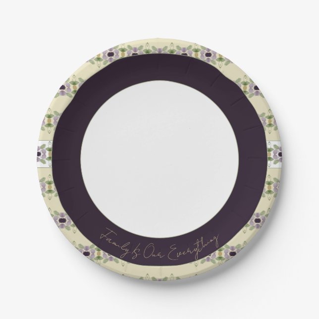 Plato De Papel Oro crema y malva (Anverso)