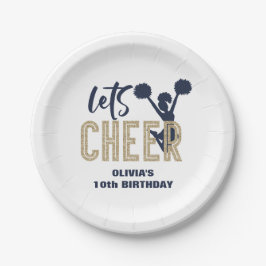 Plato De Papel Oro de animadoras y cumpleaños de animadoras Navy