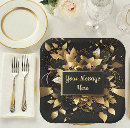 Plato De Papel Oro elegante personalizado