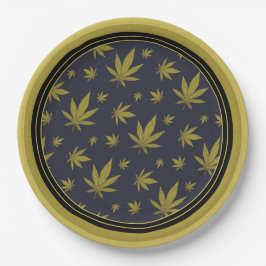 Plato De Papel Oro en maleza legal negra