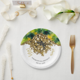 Plato De Papel Oro Falso Blanco