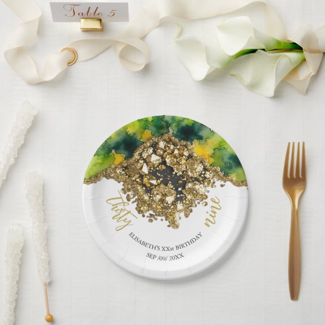 Plato De Papel Oro Falso Blanco (Boda)