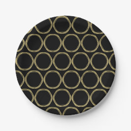 Plato De Papel Oro Glam & Anillos Negros (Cualquier Color) Glam M