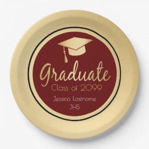 Plato De Papel Oro para graduados de cualquier año