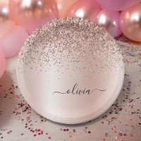 Oro Rosa - Monograma de Nombre en Glitter Rosa Cla