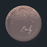 Plato De Papel Oro Rosa - Monograma Purpurina de Terracota Rosa R<br><div class="desc">Oro Rosa - Nombre del Monograma del Purpurina de espuma de color rosa y terracota Rubor y placas Fiestas iniciales. Esto hace que el dulce perfecto cumpleaños 16, boda, ducha de novia, aniversario, ducha de bebé o fiesta de soltera sea regalo para alguien que ama el lujo glam y los...</div>