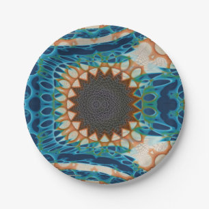 Plato De Papel Oro turquesa Sol Southwestern Art