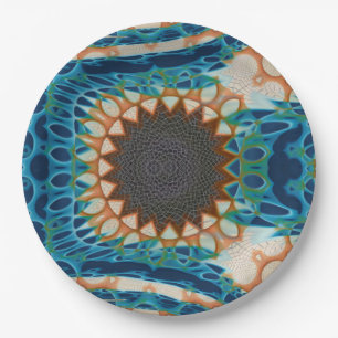 Plato De Papel Oro turquesa Sol Southwestern Art
