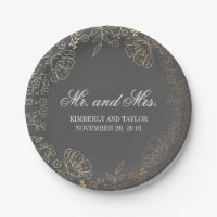 Oro y boda floral gris del vintage de la guirnalda