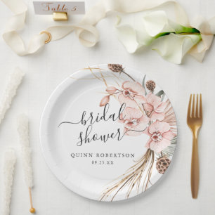 Plato De Papel Orquídea de Invierno Cálido   Desayuno Nupcial Flo