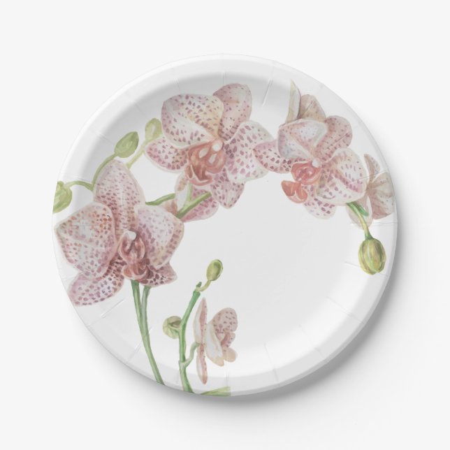 Plato De Papel Orquídea ilustrada de mano (Anverso)