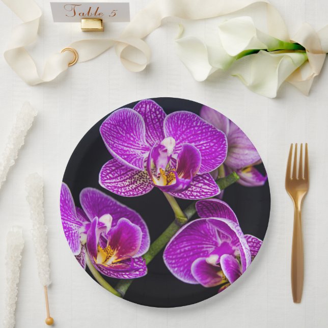 Plato De Papel Orquídea púrpura (Boda)